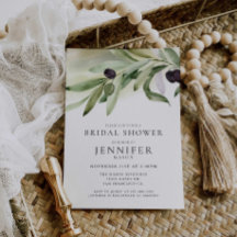 Elegant Olive Branch Bridal Shower Invitation