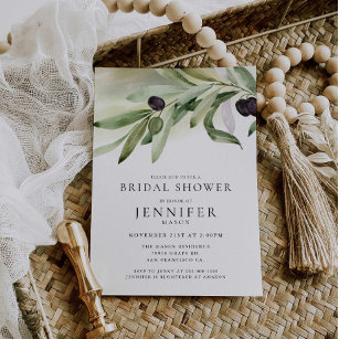 Elegant Olive Branch Bridal Shower Invitation Kaart