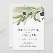 Elegant Olive Branch Bridal Shower Invitation Kaart (Voorkant)