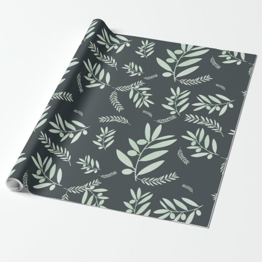 Elegant Olive Branch Cadeaupapier (Uitgerold)