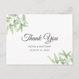 Elegant Olive Branch. Eenvoudige bruiloft Dank u Briefkaart