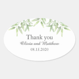 Elegant Olive Branch. Eenvoudige bruiloft Hartelij Ovale Sticker