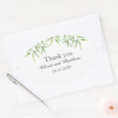 Elegant Olive Branch. Eenvoudige bruiloft Hartelij Ovale Sticker (Envelop)