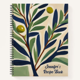 Elegant Olive Branch Personalized Recipe Book Notitieboek