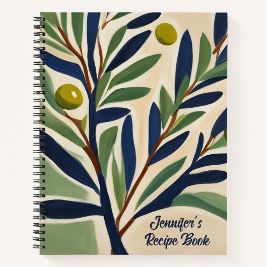 Elegant Olive Branch Personalized Recipe Book Notitieboek (Voorkant)