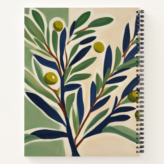 Elegant Olive Branch Personalized Recipe Book Notitieboek (Achterkant)