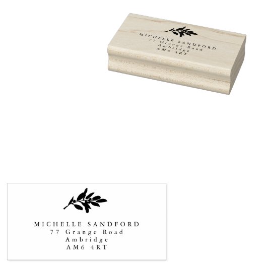Elegant Olive Branch Return-adres Rubberstempel (Gestempeld)