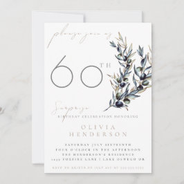Elegant Olive Branch Surprise Birthday Invitation Kaart