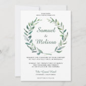 Elegant Olive Branch Waterverf Wedding Invitation Kaart (Voorkant)