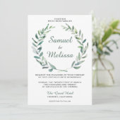 Elegant Olive Branch Waterverf Wedding Invitation Kaart (Staand voorkant)