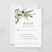 Elegant Olive Branch Wedding RSVP Kaart (Voorkant)