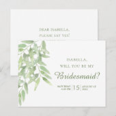 Elegant Olive Branch. Zal je mijn bruidmaid zijn? Briefkaart (Voorkant / Achterkant)