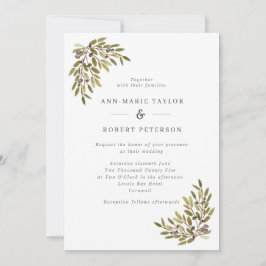 Elegant Olive Branches Wedding Kaart