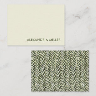 Elegant Olive Font Herringbone gepattereerd terug Notitiekaartje