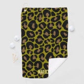 Elegant olive green and black leopard Monogrammed  Golfhanddoek (Insitu)