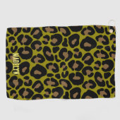 Elegant olive green and black leopard Monogrammed  Golfhanddoek (Horizontaal)