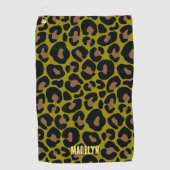 Elegant olive green and black leopard Monogrammed  Golfhanddoek (Voorkant)