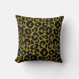 Elegant olive green and black leopard Print Kussen