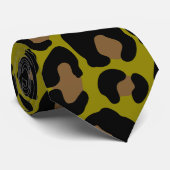 Elegant olive green and black leopard Print Stropdas (Opgerold)