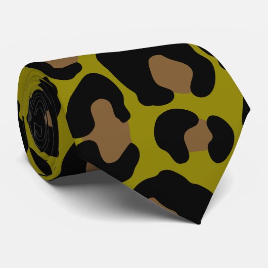 Elegant olive green and black leopard Print Stropdas (Opgerold)