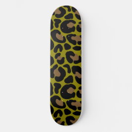 Elegant Olive Green &Black Leopard Print  Persoonlijk Skateboard