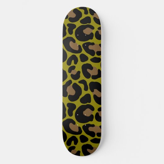 Elegant Olive Green &Black Leopard Print  Persoonlijk Skateboard (Voorkant)