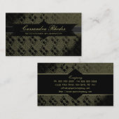 Elegant Olive Green & Black Visitekaartje (Voorkant / Achterkant)