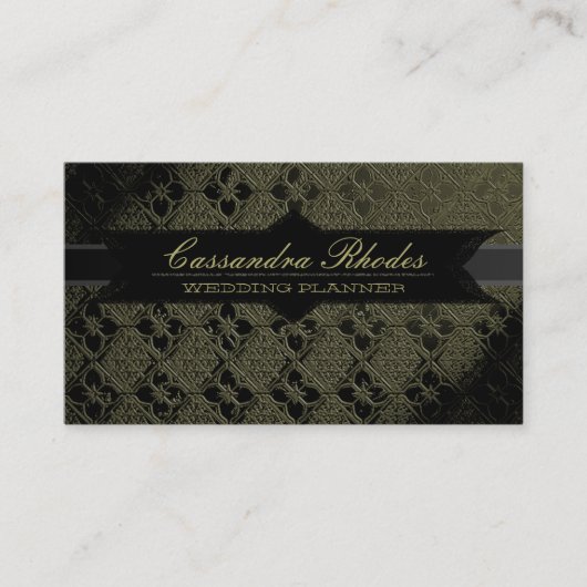 Elegant Olive Green & Black Visitekaartje (Voorkant)