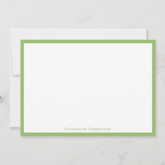 Elegant Olive Green Border Flat Note Card Notitiekaartje (Voorkant)