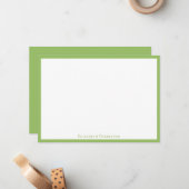 Elegant Olive Green Border Flat Note Card Notitiekaartje (Voorkant / Achterkant in situ)