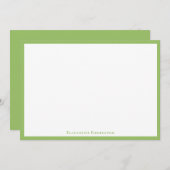 Elegant Olive Green Border Flat Note Card Notitiekaartje (Voorkant / Achterkant)