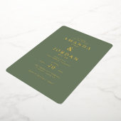 Elegant Olive Green Calligraphy Folie Uitnodiging (Gedraaid)