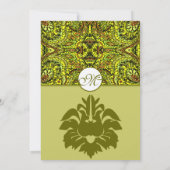 Elegant Olive Green Damask Paisley Wedding Kaart (Achterkant)