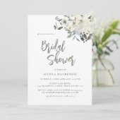 Elegant Olive Green Delicate Floral Bridal Shower Kaart (Staand voorkant)