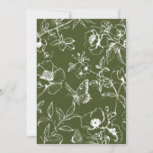 Elegant Olive Green Floral Garden Save The Date Kaart (Achterkant)