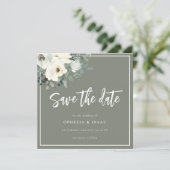 Elegant Olive Green Floral  Save The Date (Staand voorkant)