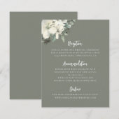Elegant Olive Green Floral Wedding Enclosure Card Informatiekaartje (Voorkant / Achterkant)