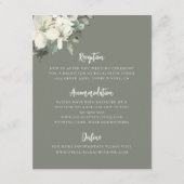 Elegant Olive Green Floral Wedding Enclosure Card Informatiekaartje (Voorkant)