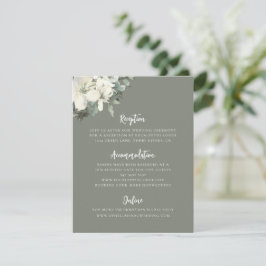 Elegant Olive Green Floral Wedding Enclosure Card Informatiekaartje