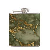 Elegant Olive Green Gold Faux Folie Marble Texture Heupfles (Voorkant)