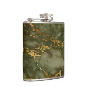 Elegant Olive Green Gold Faux Folie Marble Texture Heupfles (Rechts)