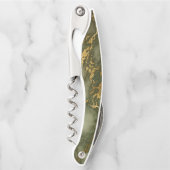 Elegant Olive Green Gold Marble Texture Kurkentrekker (Voorkant)