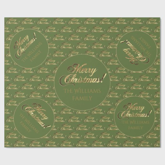 Elegant Olive Green Gold Script Cadeaupapier (Vlak)