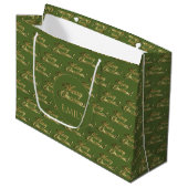 Elegant Olive Green Gold Script Groot Cadeauzakje (Voorkant Gekanteld)