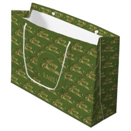 Elegant Olive Green Gold Script Groot Cadeauzakje
