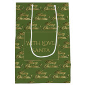 Elegant Olive Green Gold Script Medium Cadeauzakje (Achterkant)