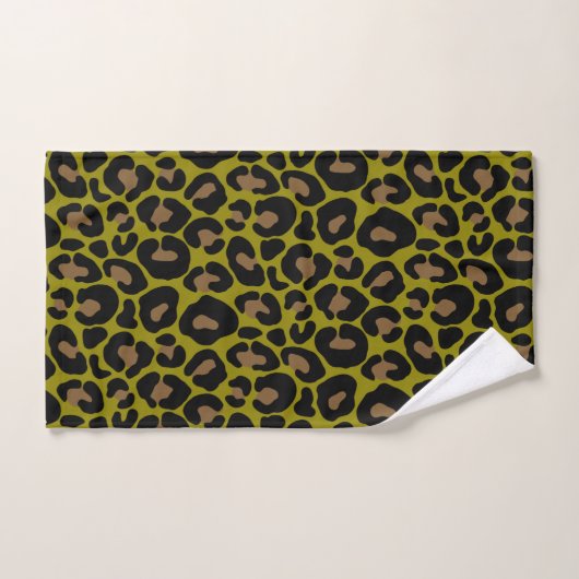 Elegant Olive Green Leopard Print Bad Handdoek (Handdoek)