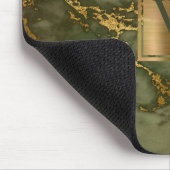 Elegant Olive Green Marble Gold Monogram Muismat (Hoek)