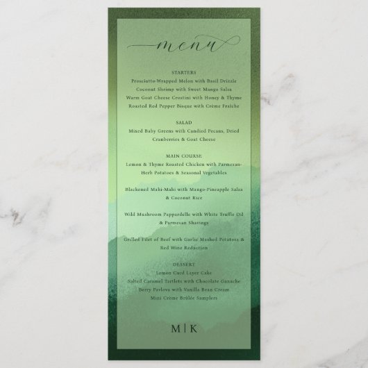 Elegant Olive Green Menu for High-End Dining (Voorkant)