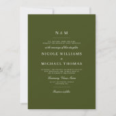 Elegant Olive Green Monogram Classic Wedding Kaart (Voorkant)